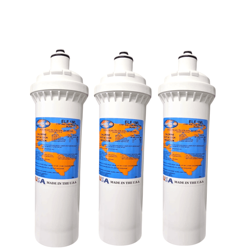 ELF 1ML-SILVER Omnipure 4" x 12.5" 1 Mic Carbon Block Filter (Everpure-Compatible) ELF | Carbon| Chlorine Reduction Omnipure 3 Pack