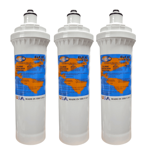 Omnipure ELF XF 1/3 Calcite 2/3 GAC 4" x 12.5" 5 Mic Carbon Block Filter (Everpure-Compatible) ELF-Series |Calcite + Carbon| Chlorine Acid Neutralizer Omnipure 3 Pack 