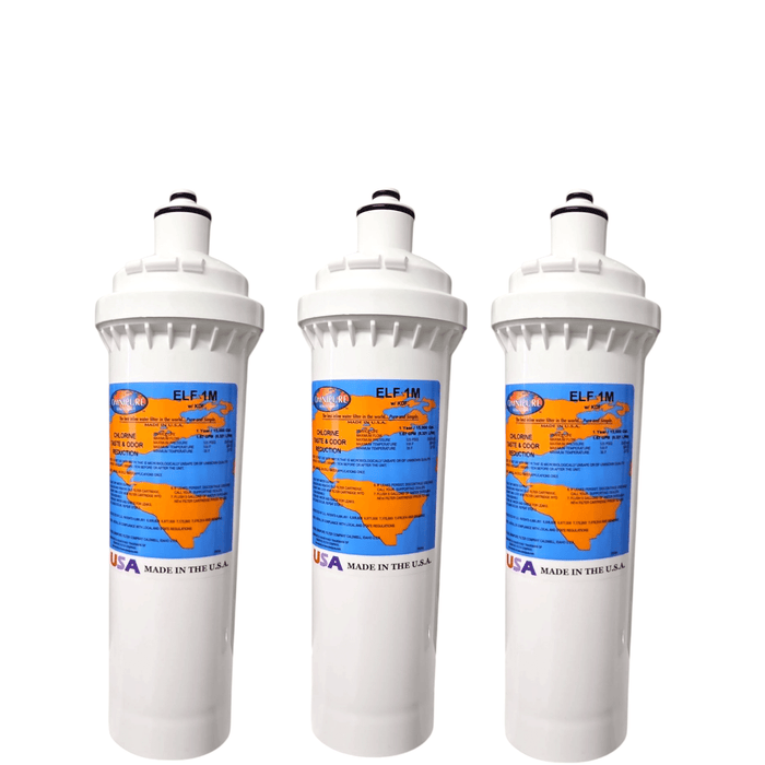 Omnipure ELF 1M-KDF 4" x 12.5" 1 Mic Carbon Block W/KDF Filter (Everpure-Compatible) ELF-Series |KDF + Carbon| Chlorine Bacteria Reduction Omnipure 3 Pack 