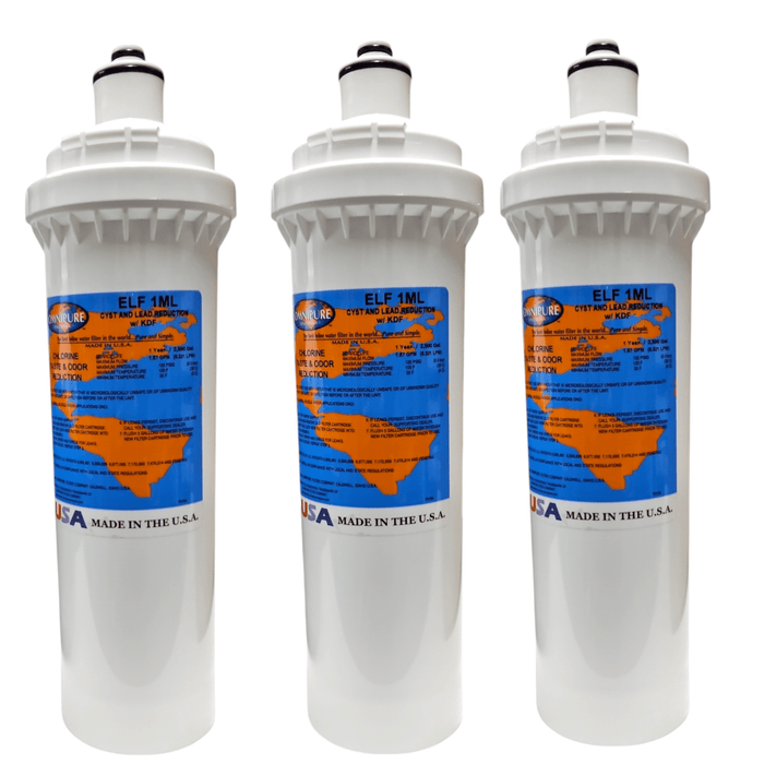 ELF 1ML-KDF Omnipure 4" x 12.5" 1 Mic Carbon Block Filter (Everpure-Compatible) ELF-Series | KDF + Carbon | Chlorine Bacteria Reduction Omnipure 