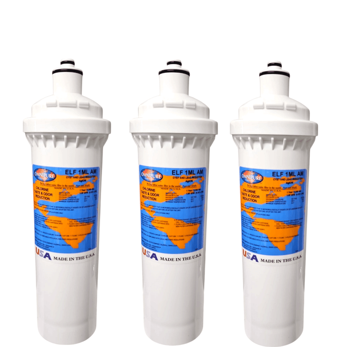 ELF 1ML-AM Omnipure 4" x 12.5" 1 Mic Carbon Block Filter (Everpure-Compatible) ELF | Carbon| Chlorine Reduction Omnipure 3 Pack 
