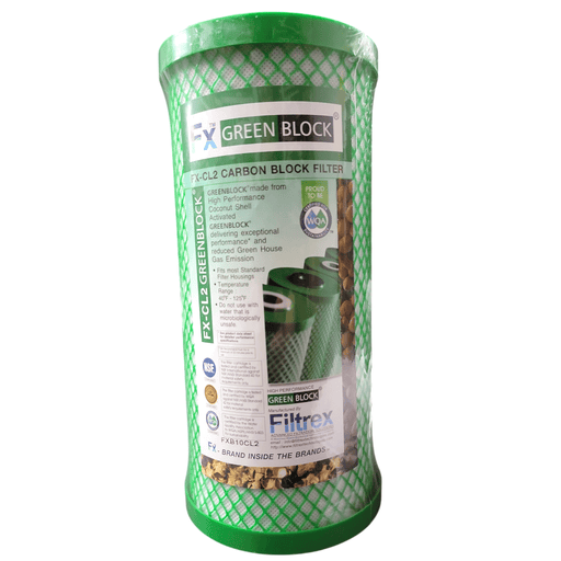 Filtrex FXB10CL2 10M Green Block 10"x 4.5" Carbon Block Water Filter Green Carbon Filter | 4.5"x 10" Filtrex 1 Pack