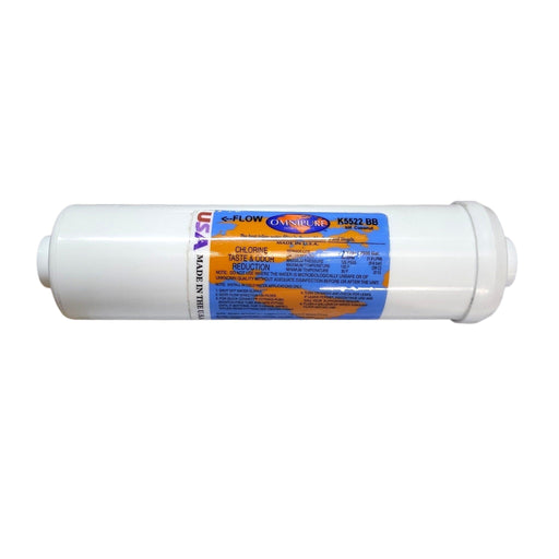 Omnipure K5522-BB 5M Carbon Block Inline Filter - 10" x 2.5" 1/4" NPT GAC|Phosphate|Chlorine Scale Inhibitor 1/4" FPT Omnipure 1 Pack 