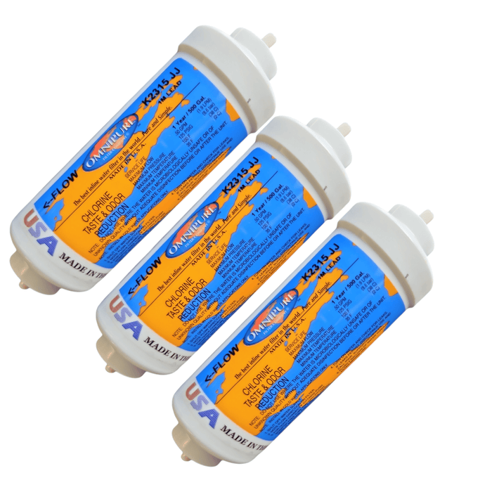 Omnipure K2315-JJ Inline 1M Lead Removal 6" x 2" Postfilter 1/4" Tube Omnipure 6" Chlorine Taste Reduction Omnipure 3 Pack 