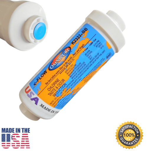 Omnipure K2333-BB Carbon filter for Chlorine and Taste 6"x 2" for 1/4" FPT 6" Chlorine Taste Reduction 1/4" FPT to 3/8" FPT Omnipure 1 Pack 