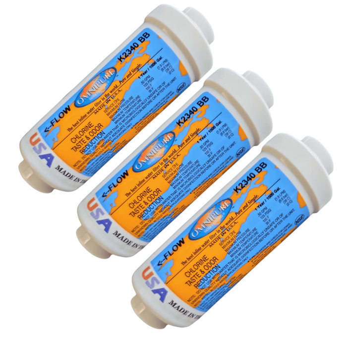 Omnipure K2340-BB Carbon filter for Chlorine and Taste 6"x 2" for 1/4" FPT 6" Chlorine Taste Reduction 1/4" FPT to 3/8" FPT Omnipure 3 Pack 
