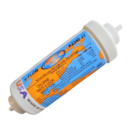 Omnipure K2340-JJ Inline GAC 6" x 2" Postfilter 1/4" Tube Omnipure 6" Chlorine Taste Reduction Omnipure 1 Pack 