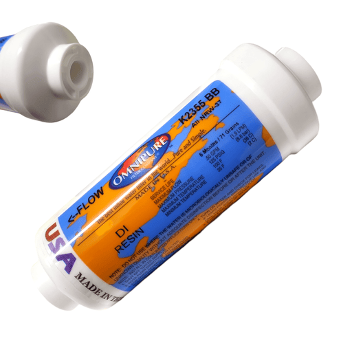Omnipure K2355-BB All NRW-37 DI Resin Size 6" x 2" With 1/4" Female port Thread DI Resin | mixed bed Lower TDS Omnipure 1 Pack