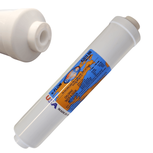 Omnipure K2515-BB Inline GAC 10" x 2" Postfilter 1/4"FPT GAC| Chlorine |1/4" Female FPT Omnipure 1 Pack 