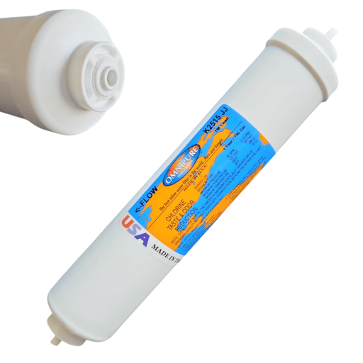 Omnipure K2515-JJ Inline GAC 10" x 2" Postfilter 1/4 Quick connect Tube GAC| Chlorine Removal 1/4"QC Omnipure 1 Pack 