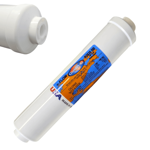 Omnipure K2520-BB Inline GAC 1 Micron 10" x 2" Postfilter 1/4"FNPT GAC| Chlorine |1/4" Female FPT Omnipure 1 Pack 