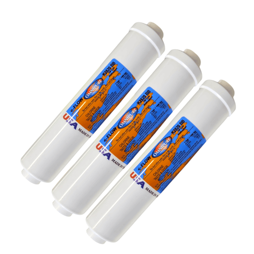 Omnipure K2520-SS Inline GAC 10" x 2" Postfilter 1/4"Elbow Tube GAC| Chlorine Removal 1/4"Elbow QC Omnipure 