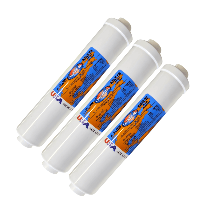 Omnipure K2520-SS Inline GAC 10" x 2" Postfilter 1/4"Elbow Tube GAC| Chlorine Removal 1/4"Elbow QC Omnipure 