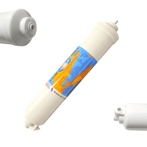 Omnipure K2520-JS 1Mic Inline Carbon Block 10" x 2" Postfilter 1/4"FQC Elbow GAC| Chlorine Removal 1/4"Elbow QC Omnipure 1 Pack 