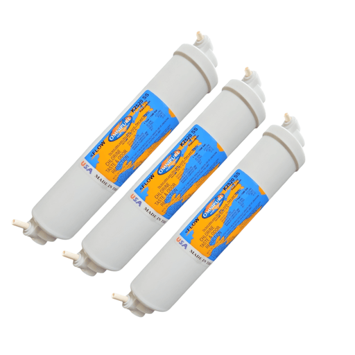 Omnipure K2520-SS Inline GAC 10" x 2" Postfilter 1/4" Elbow Tube GAC| Chlorine Removal 1/4"Elbow QC Omnipure 3 Pack