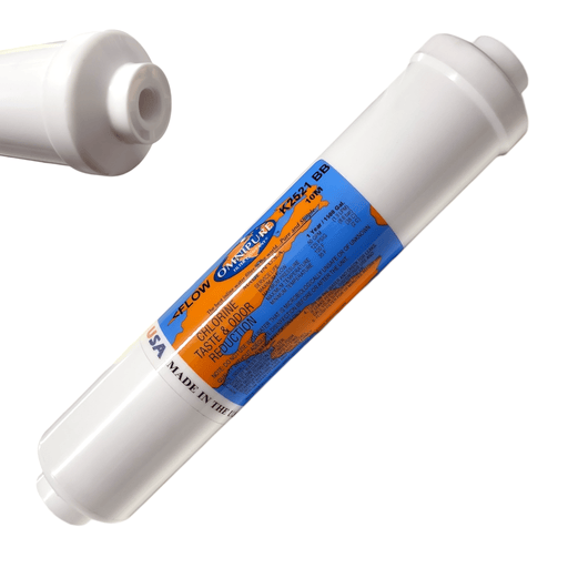Omnipure K2521-BB Inline GAC 10 Micron 10" x 2" Postfilter 1/4"FNPT GAC| Chlorine |1/4" Female FPT Omnipure 1 Pack 