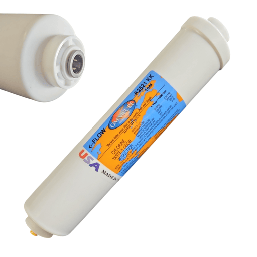 Omnipure K2521-KK Inline GAC 10" x 2" Postfilter 3/8 Quick connect Tube GAC| Chlorine Removal 3/8" QC Omnipure 1 Pack 