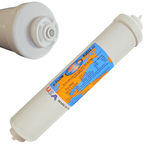Omnipure K2522-JJ Inline GAC 10" x 2" Postfilter 1/4"QC GAC| Chlorine Removal 1/4"Quick Connect Omnipure 1 Pack 