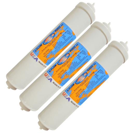 Omnipure K2522-JJ Inline GAC 10" x 2" Postfilter 1/4"QC GAC| Chlorine Removal 1/4"Quick Connect Omnipure 3 Pack 