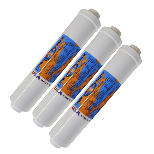 Omnipure K2528-BB Inline GAC 10" x 2" Postfilter 1/4"FPT GAC| Chlorine |1/4" Female FPT Omnipure 3 Pack 