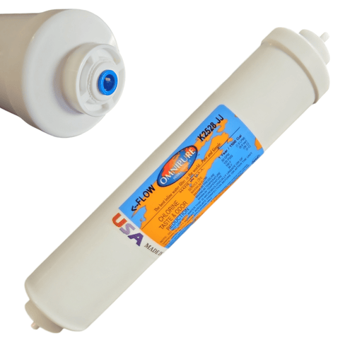 Omnipure K2528-JJ Inline GAC 10" x 2" Postfilter 1/4" Tube GAC| Chlorine Removal 1/4"Quick Connect Omnipure 1 Pack 