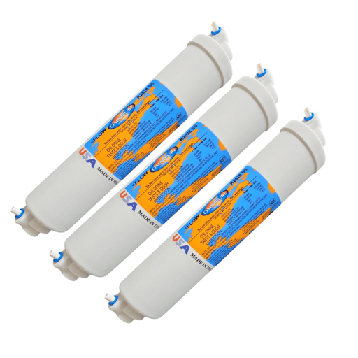 Omnipure K2528-SS Inline GAC 10" x 2" Postfilter 1/4" Elbow Tube GAC| Chlorine Removal 1/4"Elbow QC Omnipure 3 Pack 