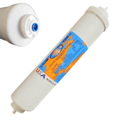 Omnipure K2529-JJ Inline GAC 10" x 2" Postfilter 1/4" Tube GAC| Chlorine Removal 1/4"Quick Connect Omnipure 1 Pack 