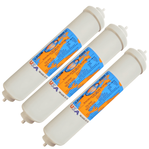 Omnipure K2529-JJ Inline GAC 10" x 2" Postfilter 1/4" Tube GAC| Chlorine Removal 1/4"Quick Connect Omnipure 3 Pack 