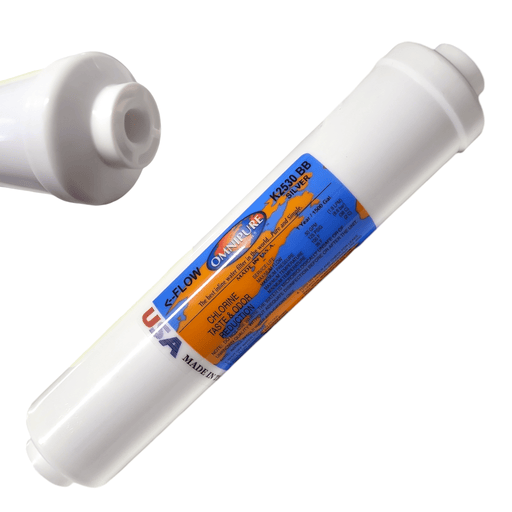 Omnipure K2530-BB Silver and Carbon Water Filter 10" x 2" Postfilter 1/4"Female Port GAC| Chlorine |1/4" Female FPT Omnipure 1 Pack 