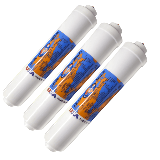Omnipure K2533-KK Inline GAC 10" x 2" Postfilter 3/8 Quick connect Tube GAC| Chlorine Removal 3/8" QC Omnipure 3 Pack