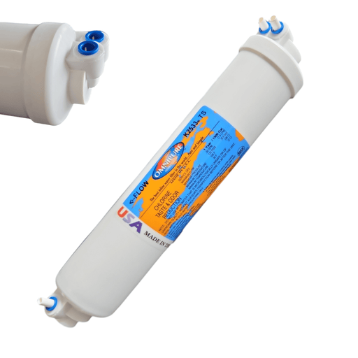 Omnipure K2533-TS Inline GAC 10" x 2" Postfilter 1/4" Elbow Tube GAC| Chlorine Removal 1/4"Elbow QC Omnipure 1 Pack