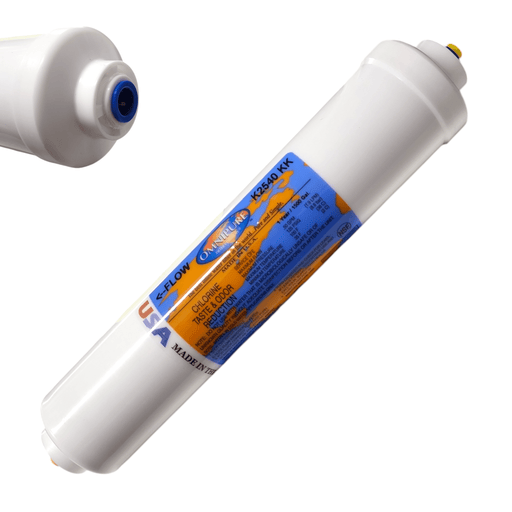 Omnipure K2540-KK Inline GAC 10" x 2" Postfilter 3/8 Quick connect Tube GAC| Chlorine Removal 3/8" QC Omnipure 1 Pack