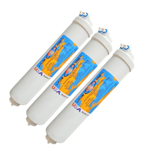 Omnipure K2540-TJ Inline GAC 10" x 2" Postfilter 1/4" Elbow Tube GAC| Chlorine Removal 1/4"Elbow QC Omnipure 3 Pack