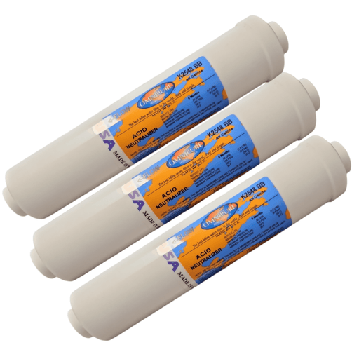 Omnipure K2548-BB Inline All Calcite 10" x 2" Postfilter 1/4" Female Port Thread All Calcite | Acid Neutralizer 1/4FPT Omnipure 3 Pack 