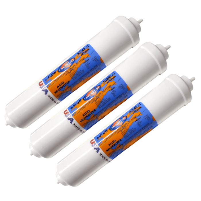 Omnipure K2548-JJ Inline All Calcite 10" x 2" Postfilter 1/4" Quick Connect All Calcite | Acid Neutralizer 1/4" Omnipure 3 Pack 