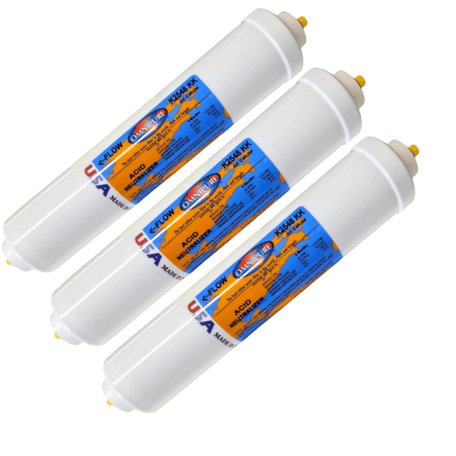 Omnipure K2548-KK Inline All Calcite 10" x 2" Postfilter 3/8" Quick Connect All Calcite | Acid Neutralizer 3/8"QC Omnipure 3 Pack
