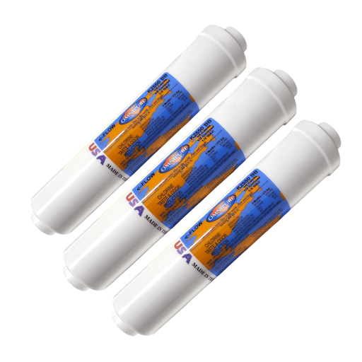 Omnipure K2550-BB Inline Calcite/Corosex & GAC 10" x 2" Port 1/4" Female Port Corosex|Calcites|Acid Neutralizer 1/4" Omnipure 3 Pack 