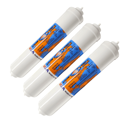 Omnipure K2553-JJ - 10" x 2" Nitrate Removal Inline Filter 1/4" Quick Connect Nitrate Removal | A520E Resin 1/4" QC PURE DIRECT USA 3 Pack 