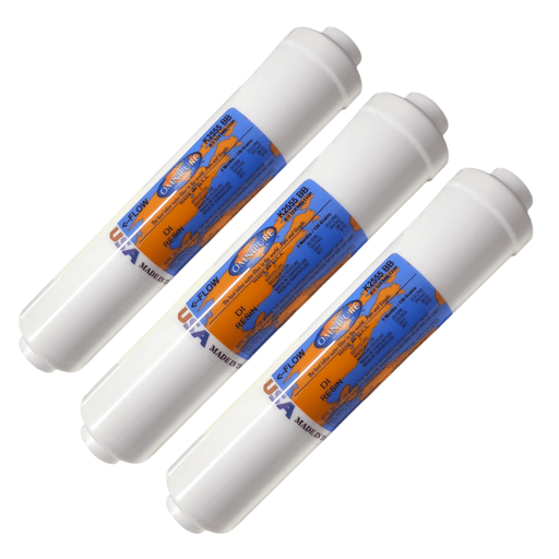Omnipure K2555-BB DI RESIN 2"x10" Deionizing Mixed Bed Filter 1/4" FNPT DI Resin|Mixed Bed Lower TDS|1/4"NPT Omnipure 3 Pack 