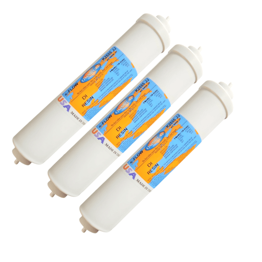 Omnipure K2555-JJ DI RESIN 2"x10" Deionizing Mixed Bed Filter 1/4"QC DI Resin|Mixed Bed Lower TDS|1/4"QC Omnipure 3 Pack 