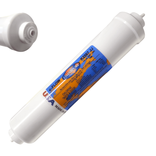 Omnipure K2567-JJ 1 Micron Inline Water Fiter 1/2 Lb. KDF/GAC 1M 1/4" QC KDF+GAC|Chlorine Bacteria Removal|1/4 QC Omnipure 1 Pack