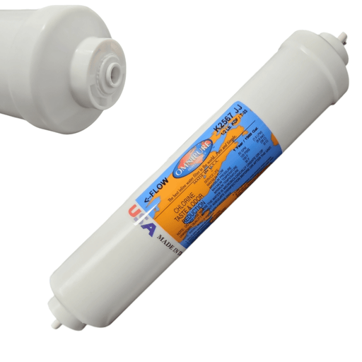 Omnipure K2567-JJ Inline GAC + KDF-55 10" x 2 1/4 QC Tube Filter KDF+GAC | Chlorine Taste& Bacteria Removal Omnipure 1 Pack