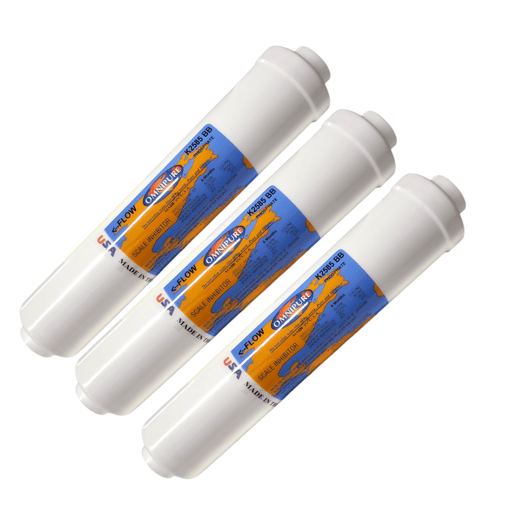 Omnipure K2585-BB Inline Icemaker- 10" x 2"Filter Everpure Compatible IN-12 CG-S 1/4" Female w/ Polyphosphate Scale Inhibitor | All Phosphate Filters Omnipure 3 Pack 
