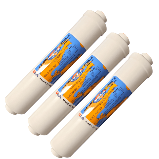 Omnipure K2585-CC Inline Icemaker- 10" x 2"Filter 3/8"FPT w/ Polyphosphate Scale Inhibitor | All Phosphate Filters Omnipure 3 Pack 