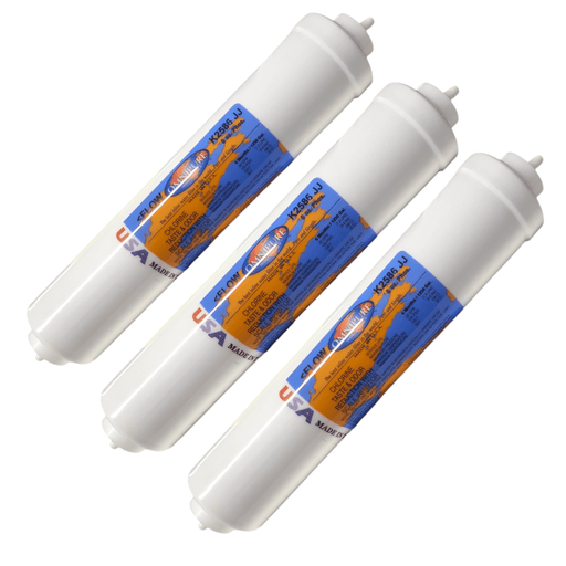 Omnipure K2586-JJ-6OZ Icemaker GAC CTO/Scale - 10 x 2 1/4 Tube Filter GAC|Phosphate|Chlorine Scale Inhibitor 1/4" QC Omnipure 3 Pack 