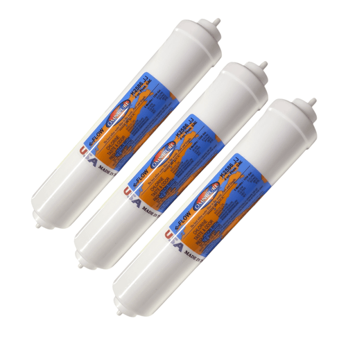 Omnipure K2586-JJ Icemaker GAC CTO/Scale - 10 x 2 1/4 Tube Filter GAC|Phosphate|Chlorine Scale Inhibitor 1/4" QC Omnipure 3 Pack 