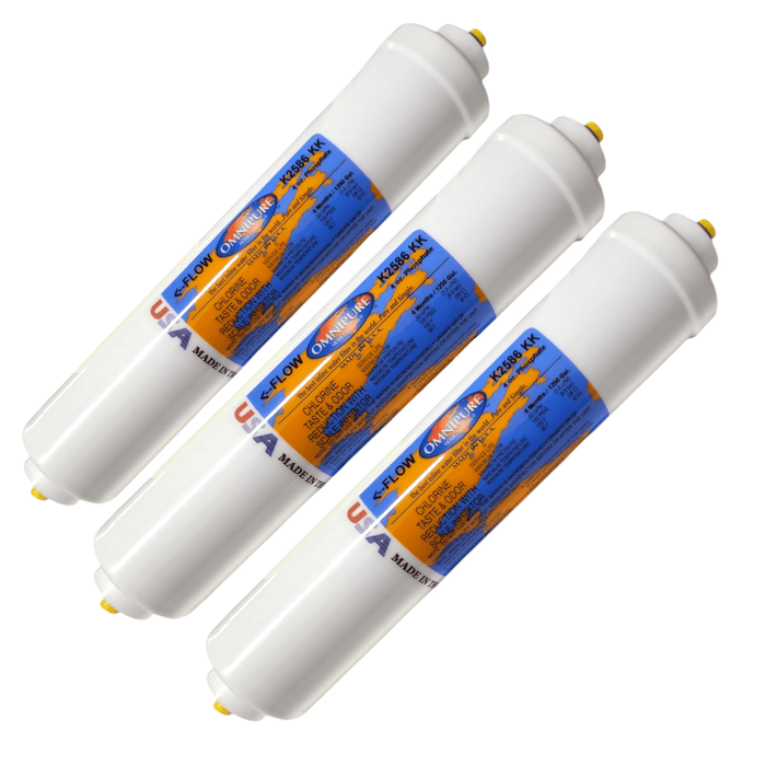 Omnipure K2586-KK Water Filter Icemaker GAC& Phosphate 3/8"QC GAC|Phosphate|Chlorine Scale Inhibitor 3/8" QC Omnipure 3 Pack 