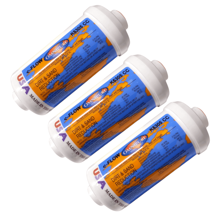 Omnipure K5305-CC Inline Sediment Filter 5mic - 6" x 2.5 Port 3/8" Female Port Thread Dirt & Sand Removal| Size 3/8" Omnipure 3 Pack 
