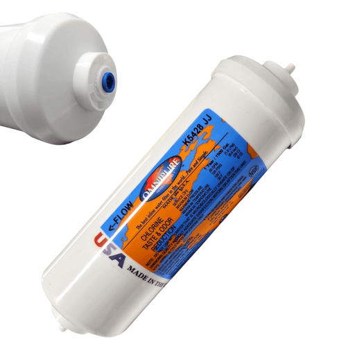 Omnipure K5528-JJ Inline GAC 8" x 2.5" Postfilter 1/4" Quick Connect GAC| Chlorine Removal|1/4"QC Omnipure 1 Pack 