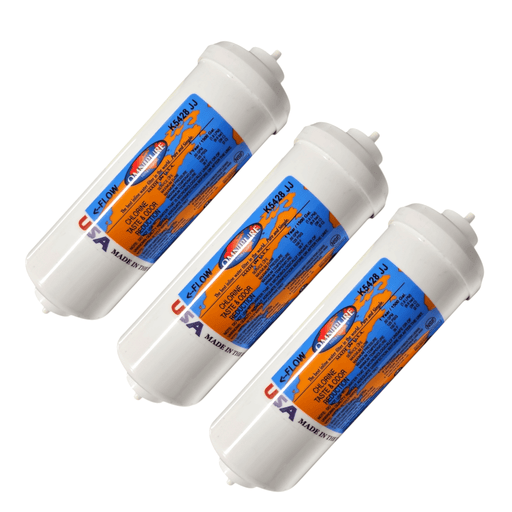 Omnipure K5528-JJ Inline GAC 8" x 2.5" Postfilter 1/4" Quick Connect GAC| Chlorine Removal|1/4"QC Omnipure 3 Pack 